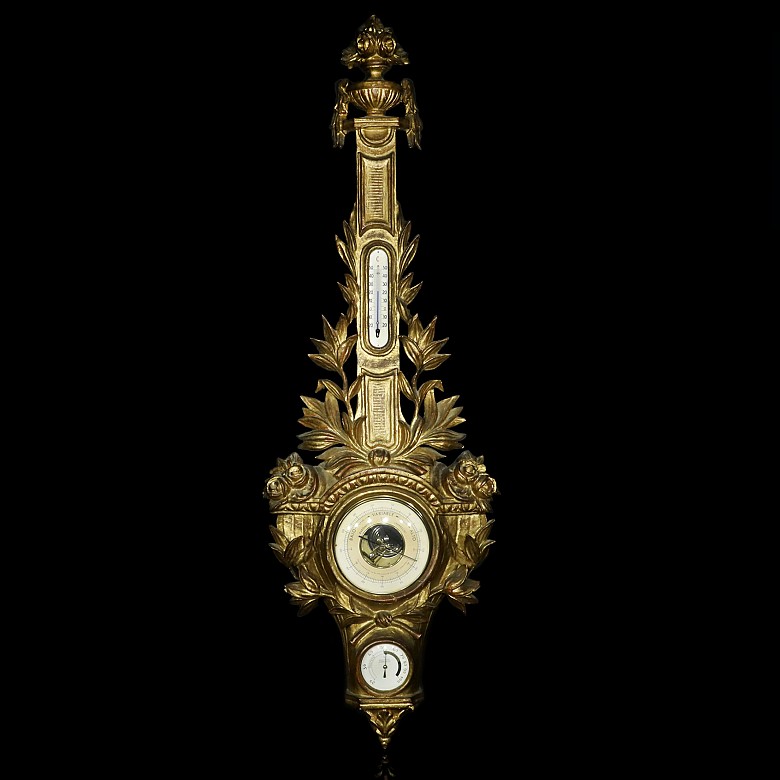 Gilded wood barometer, Louis XVI style, 20th century