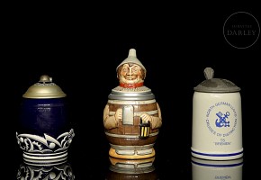 Three German ceramic beer steins, 20th century