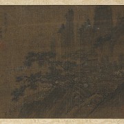 Chinese silk painting ‘Ancient Landscape’, Yuan dynasty