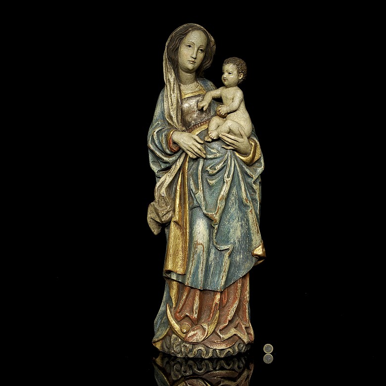 Wood carving ‘ Our Lady with Infant Jesus’, 20th century