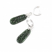 Detachable earrings with jadeite and diamonds.