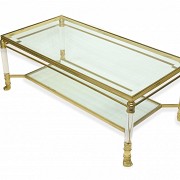 Coffee table in brass and glass