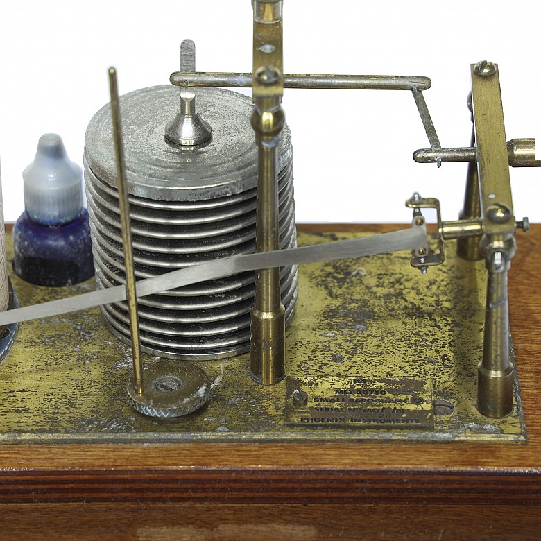 Brass and wood barograph, 20th century