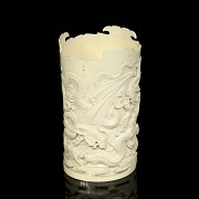 Carved ivory cylinder ‘Dragons’, 20th century