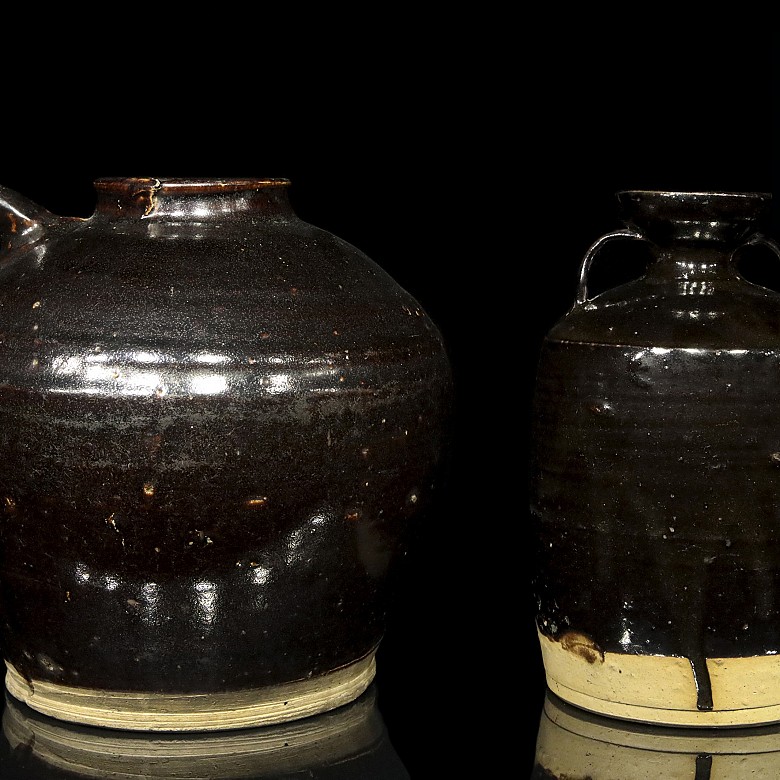 Set of black glazed vessels, 20th century