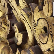 Carved wood lintel with acanthus scrolls, Indonesia