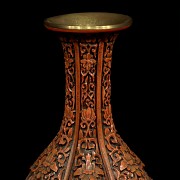 Carved red lacquer vase, China, 20th century