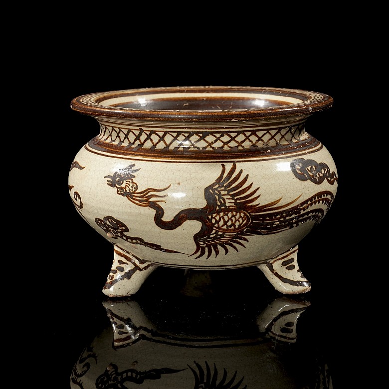 Glazed ceramic censer “Phoenix”, Yuan style