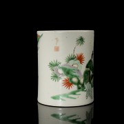 Glazed ceramic brush container ‘Characters’, Qing dynasty