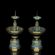 Pair of cloisonné candlesticks, Qing dynasty, Qianglong period