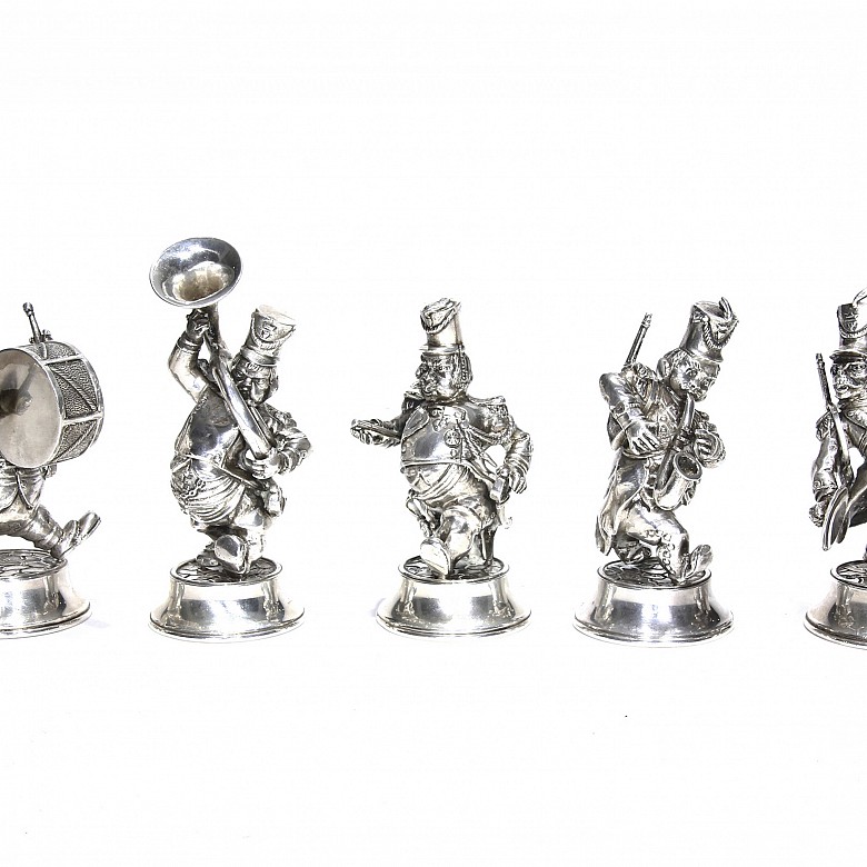 Set of Spanish silver musicians, 20th century