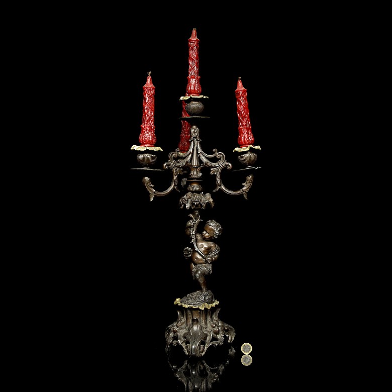 Candelabro de bronce, s.XX - 9