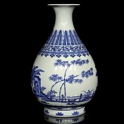 Jarrón de porcelana, azul y blanco, dinastía Qing, Tongzhi (1862 - 1874)