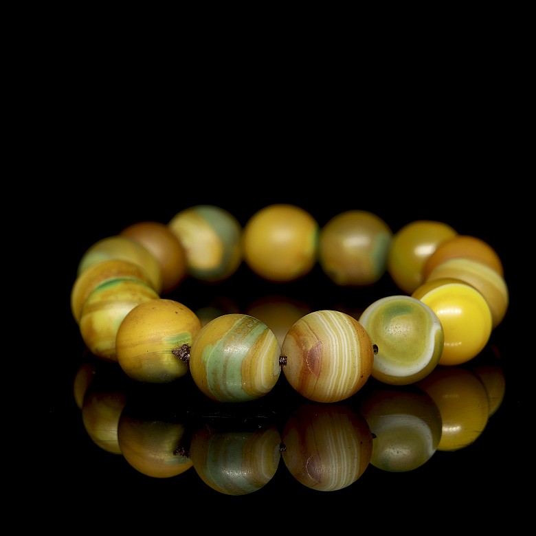 Fifteen-bead agate bracelet, Qing dynasty