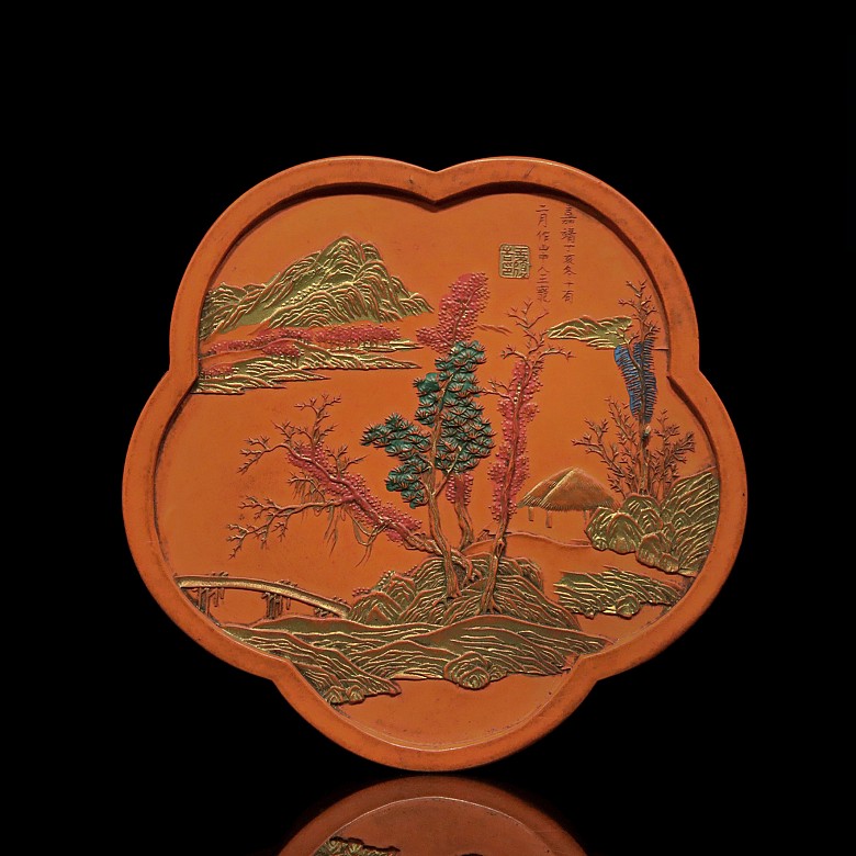 Cinnabar ink piece, Qing Dynasty, Qianlong