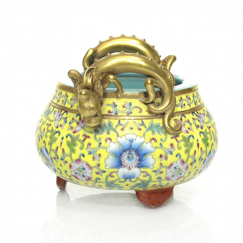 Enameled ceramic censer, 20th century