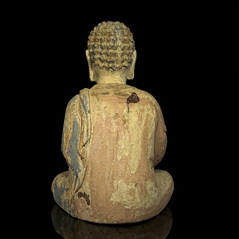 Polychrome wooden Buddha, 20th century