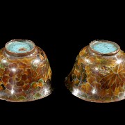 Pair of cloisonné floral-patterned cups, Qing Dynasty