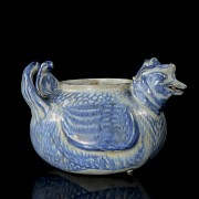 Porcelain-glazed  brush container ‘Mandarin Ducks’, Ming dynasty