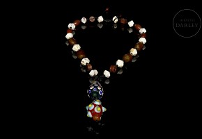 Liuli and agate bead necklace, 20th century