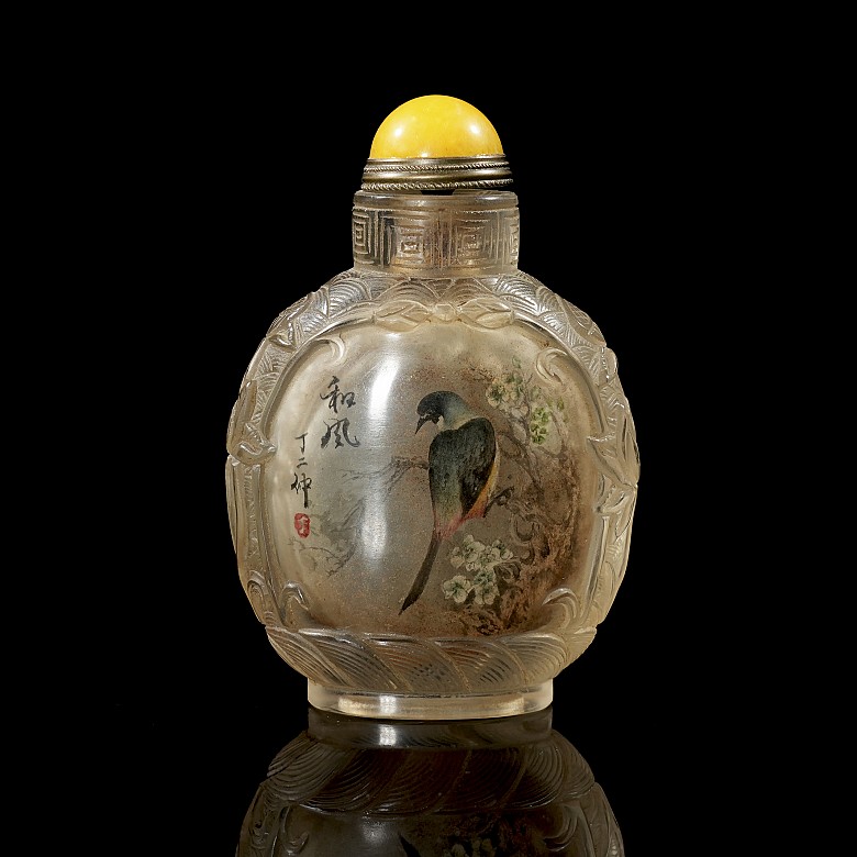 Enamelled glass snuff bottle ‘Birds’, 20th century