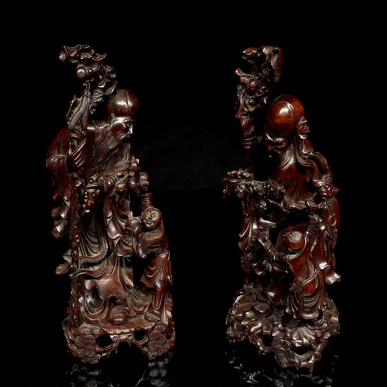 Pair of wooden wise men, 20th century - 2