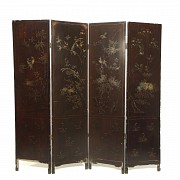 Inlaid lacquered wood folding screen, Qing dynasty