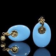 Yellow gold earrings with turquoise