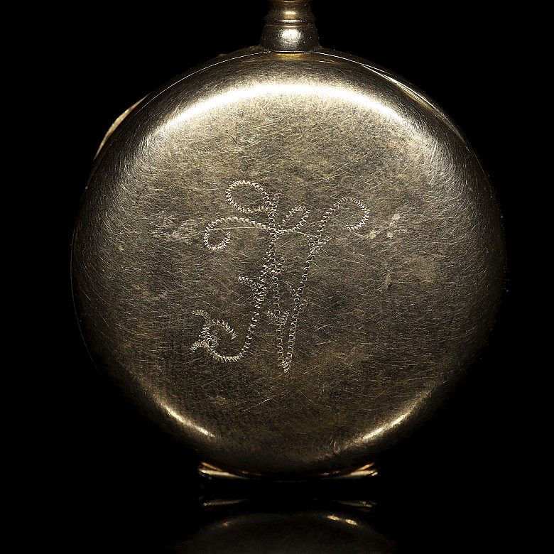 Pocket watch ‘Elgin’ in yellow gold - 3