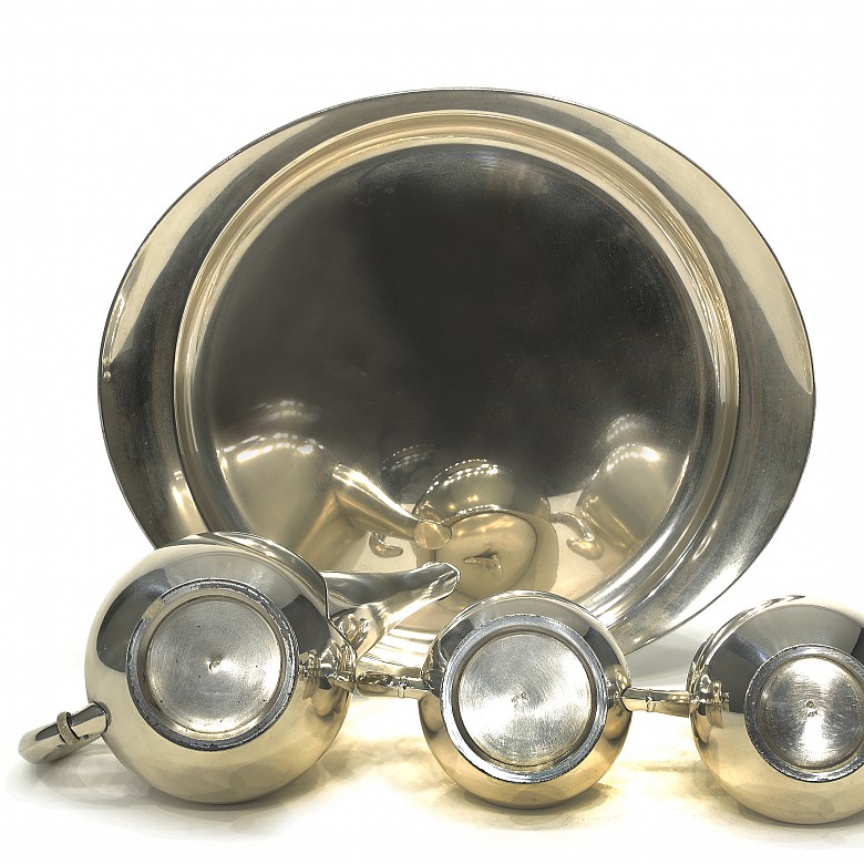 Silver four-piece tea set, 20th century