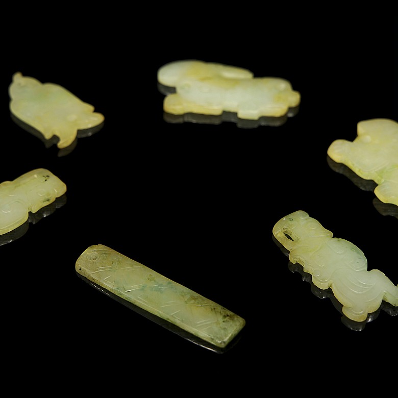 Set of six yellow jade ornaments, Western Zhou dynasty