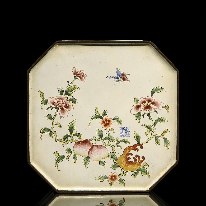 An enameled bronze box, mid-20th century