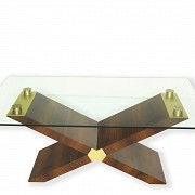 Mesa de madera de Palo Santo y sobre de cristal - 3