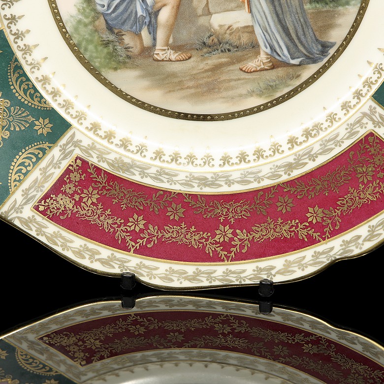 Pareja de platos de porcelana, JWK Carlsbad Bavaria, s.XX