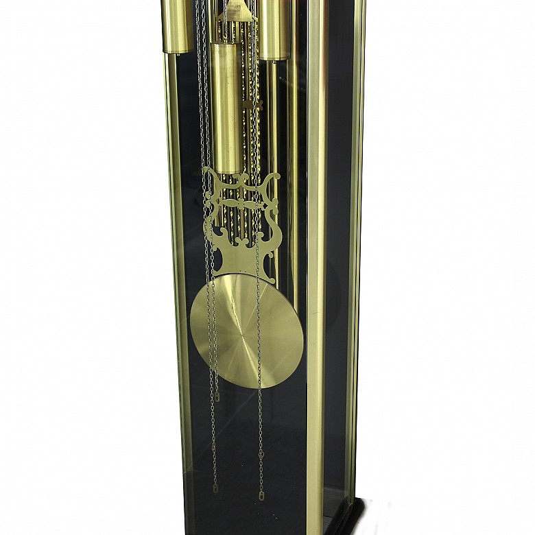 Glass and Metal Tall Case Clock, 1970s