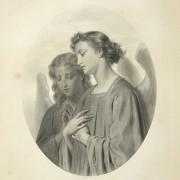 Engraving ‘La prière des anges’, 19th century