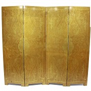 Veneered and painted wood screen, 20th century