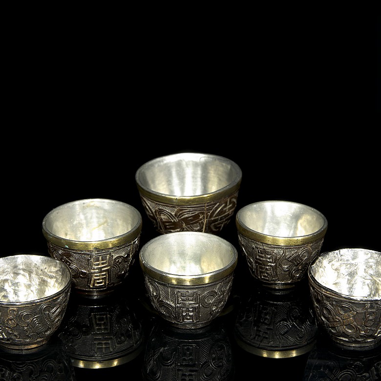 Set of six auspicious goblets, 20th century