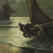 German school 19th-20th century “Boats under the moon” - 3