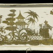 Porcelain tray with orientalist decoration, 20th century