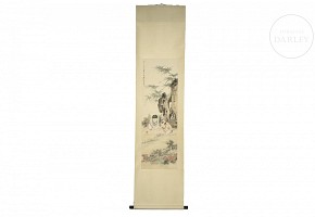 Chinese painting ‘Children playing’, signed Wu Guangyu