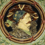 Large majolica portrait dish, 19th century