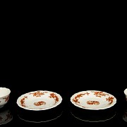 Set of two plates and cups, Meissen style, 20th century