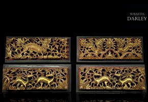 A Indonesian carved wood panels, 20th century