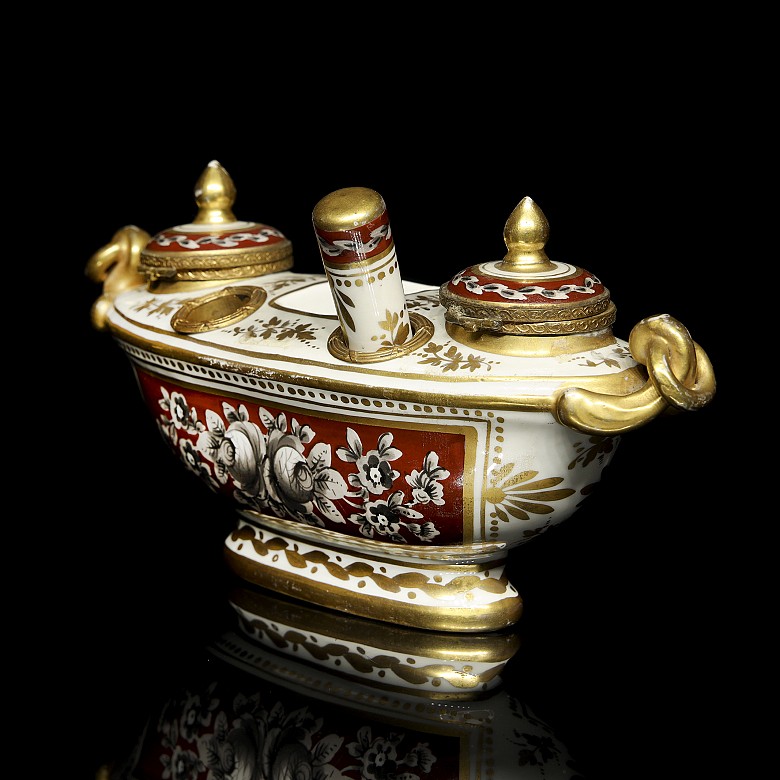 Porcelain writing desk “Flowers on red background” 18th-19th century