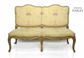 Two-seater sofa with floral upholstery, mid-20th century