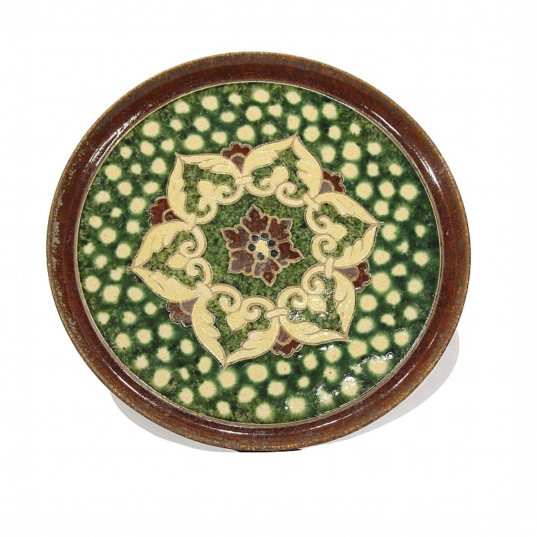 Glazed pottery plate, China, Tang dynasty