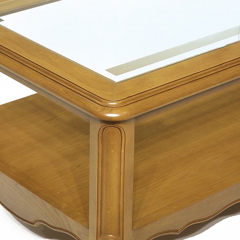 Rectangular oak table with glass - 3