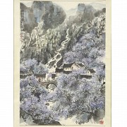 Chinese painting ‘Landscape with houses’, 20th century