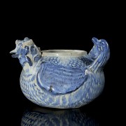 Porcelain-glazed  brush container ‘Mandarin Ducks’, Ming dynasty